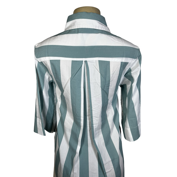 Atlantic-Pacific x LAKE Shirt Dress Womens XS Green/White Striped Pockets Resort - Picture 4 of 15